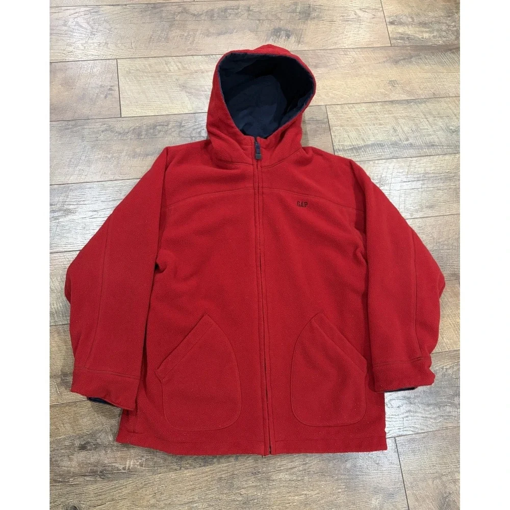 Vintage GAP Reversible Workwear Jacket Fleece Lined Medium‎ Navy Blue Red 2003